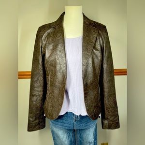 Vintage Leather Jacket w/ Floral Design